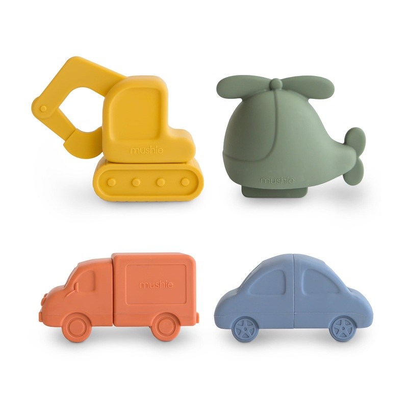 Vehicles Mold-Free Bath Toy Set  Soft Silicone