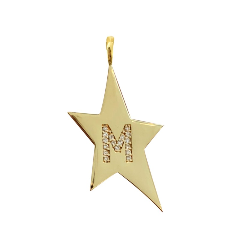 star pave initial charm yellow a