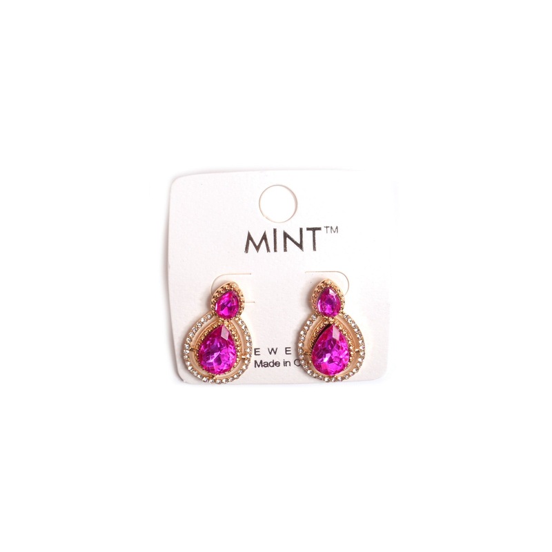 Stylish Tear Drop Earrings Fuchsia