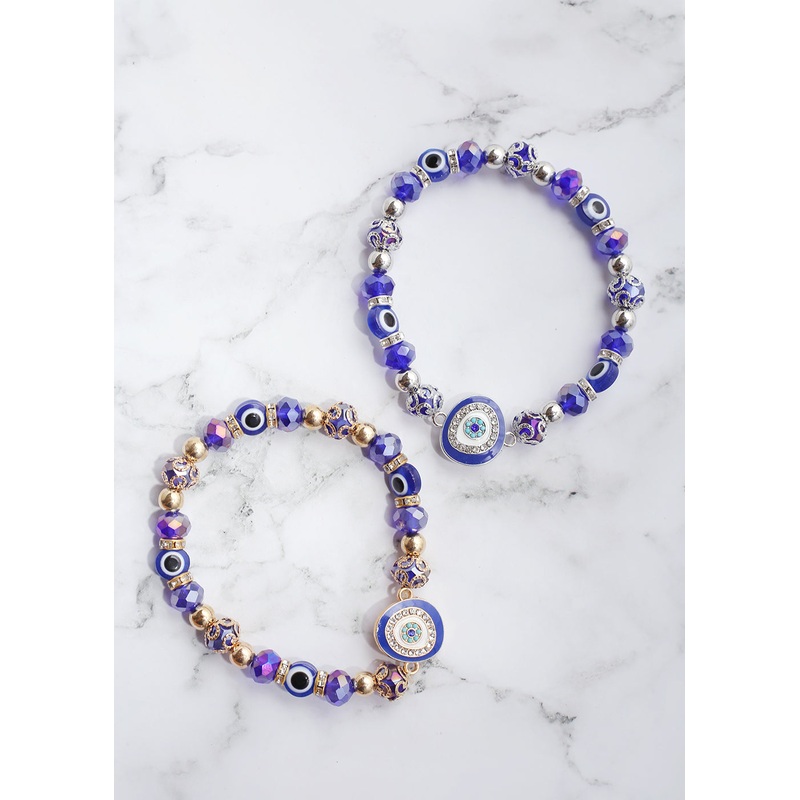Blue Evil Eye Bracelet Gold