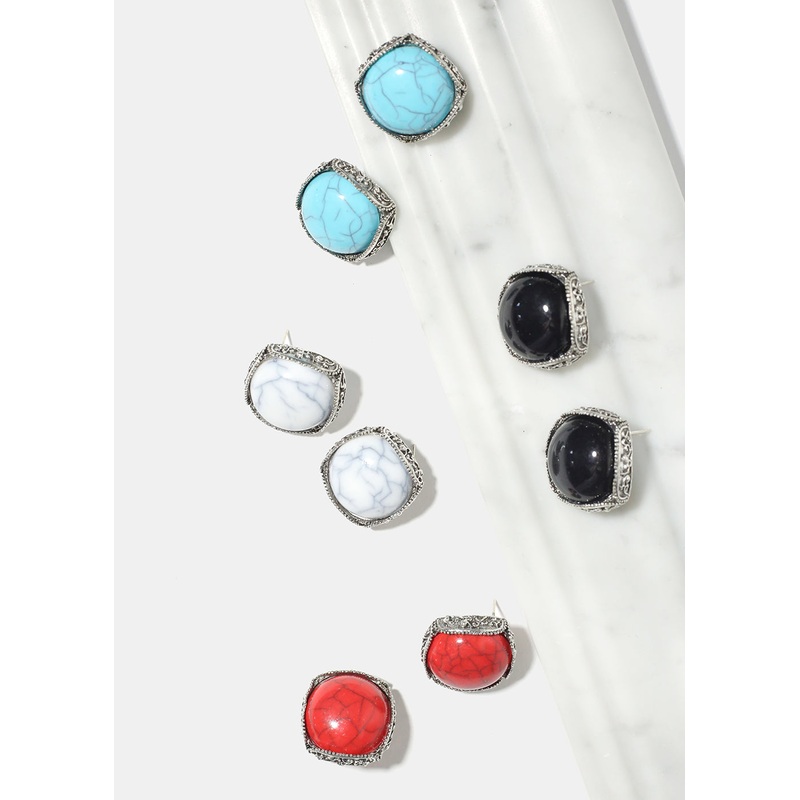 Marbled Square Earrings Teal