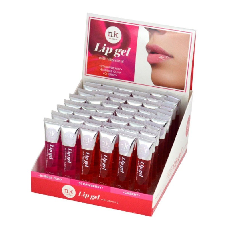 NK LIP GEL BUBBLE GUM-STRAWBERRY-CHERRY (48 PCS)