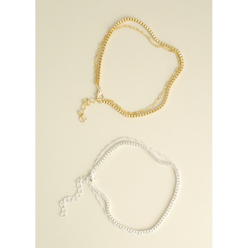 Double Layered Chain Anklet Gold