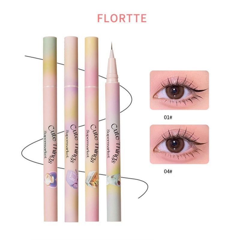 Flortte Melia Series Small Fine Liquid Eyeliner Pen Ultra-Fine  Drawing Lower Eyelashes  0.55ml 01 Gray Black