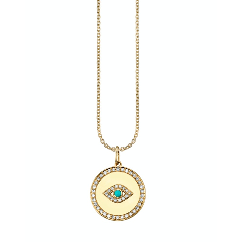 Bezel Evil Eye Medallion with Pave Border