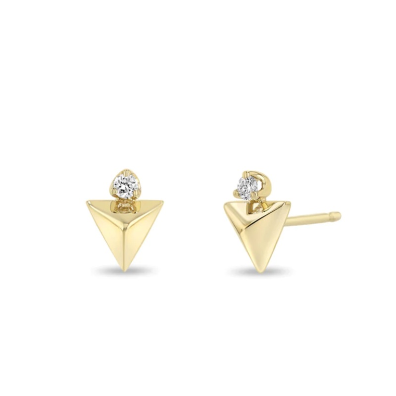14K DIAMOND & TRIANGLE PYRAMID STUDS