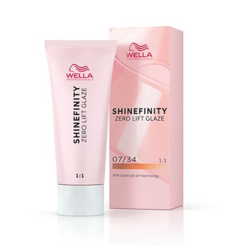 Wella Shinefinity Zero Lift Glaze Demi-Permanent Hair Color – 07/34 Medium Blonde Gold Red