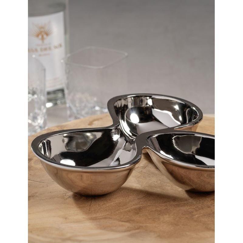 Canton Divided Serving Bowl Polished Nickel