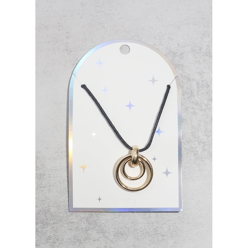 Double Hoop Pendant Necklace Gold