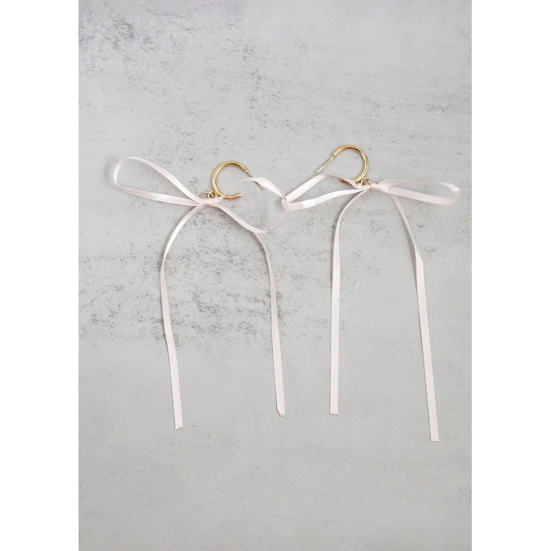 Satin Bow Statement Earrings Pink